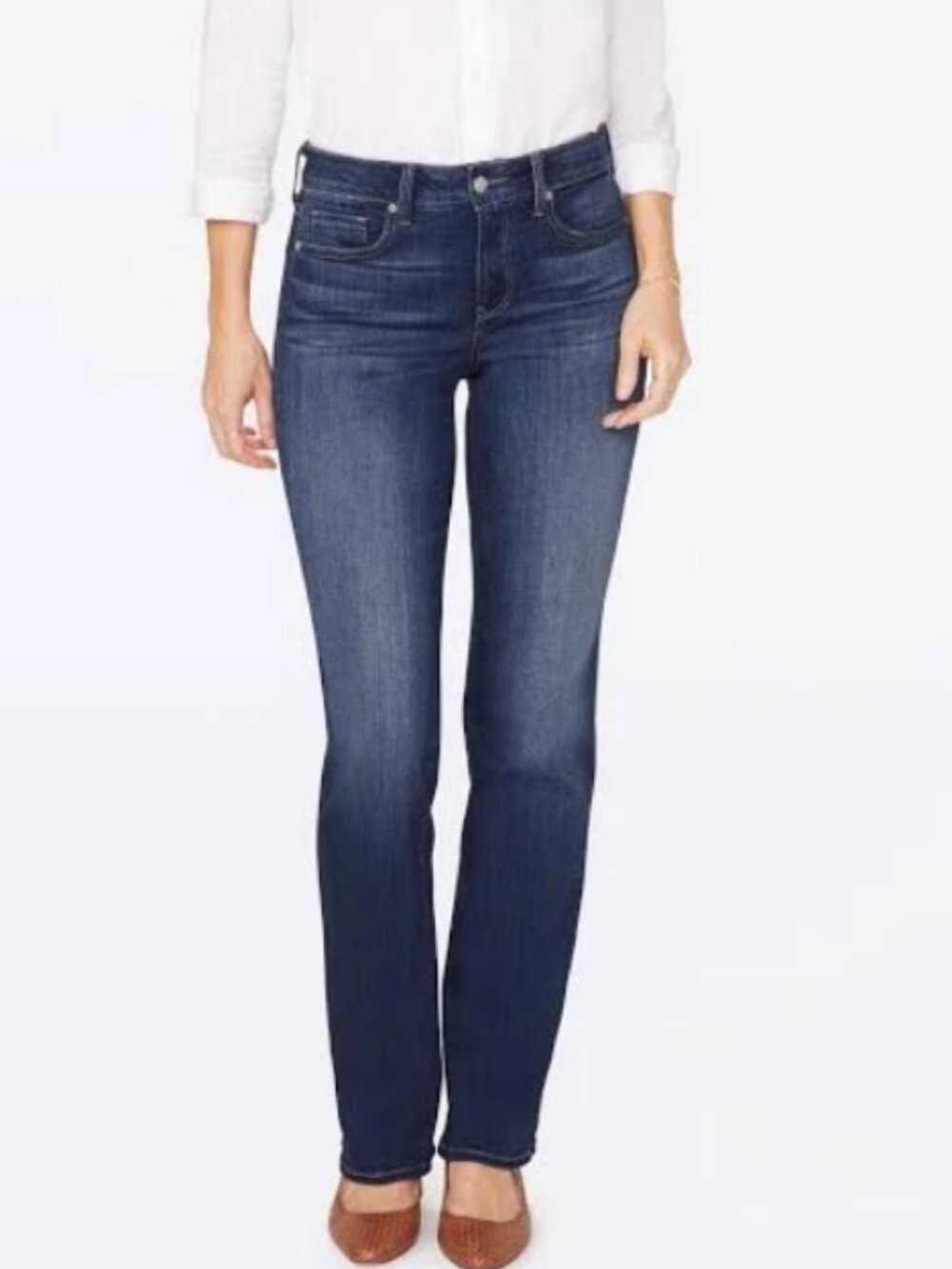 NYDJ Women’s Straight Leg Jeans in Dark Blue Wash